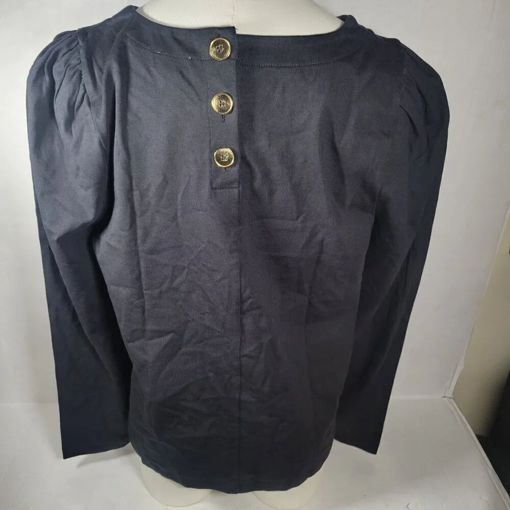 J.Crew Puff Sleeve Button Back Long Sleeve Cotton Top Size M